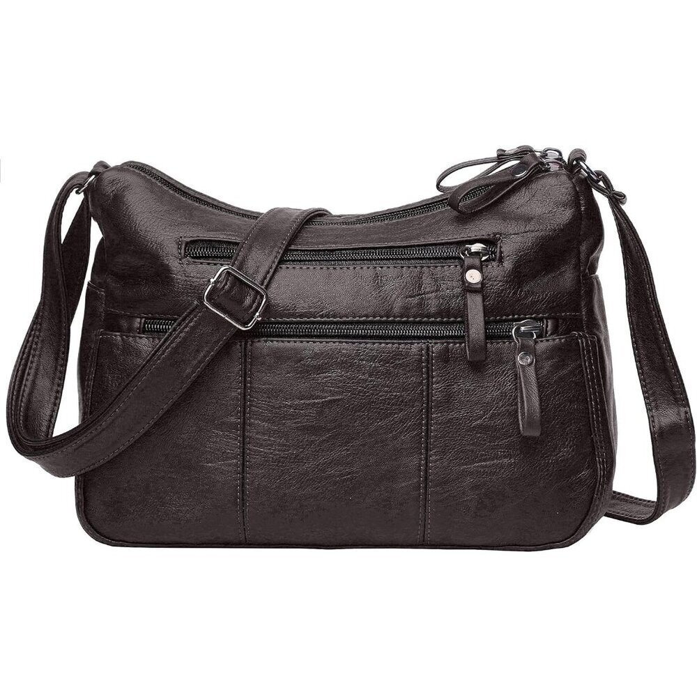 🆕Volganik Rock PU Leather Shoulder Bag Women Brown Soft Pocketbooks Purse